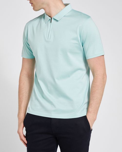 Regular Fit Mercerised Zip Placket Polo