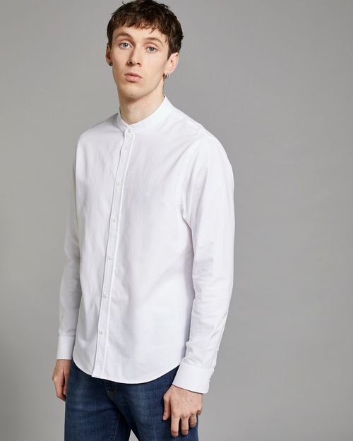 Paul Galvin Cotton Blend Long-Sleeved Grandad Shirt