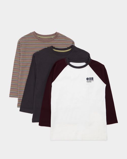 Long-Sleeve Tops (2-14 Years) - Pack Of 3