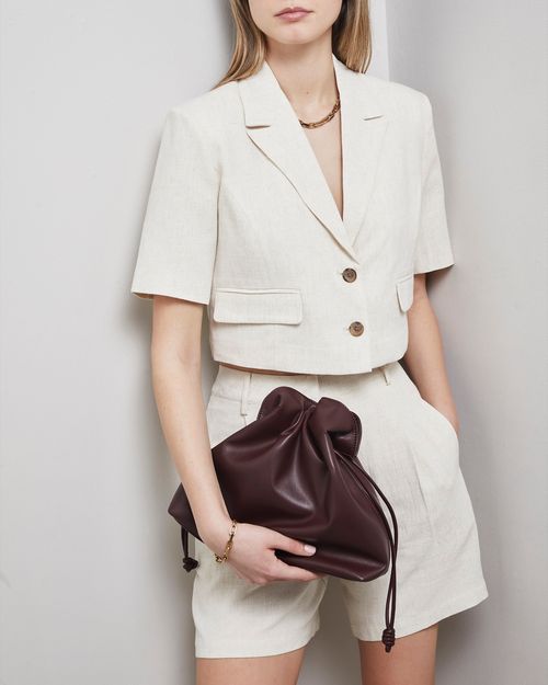 Cropped Linen Blend Jacket