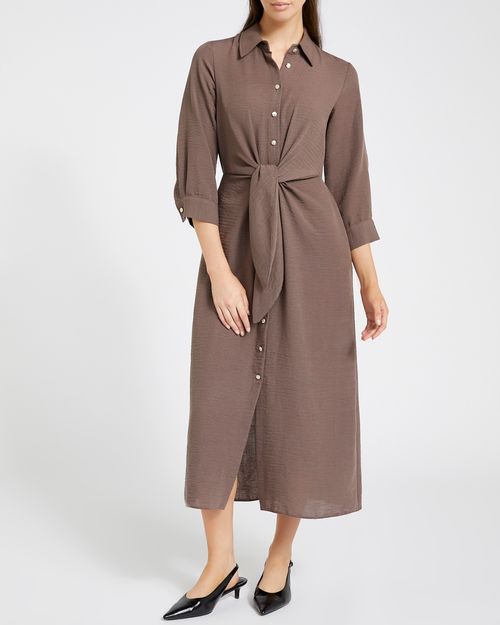 Button Front Shirt Midi Dress