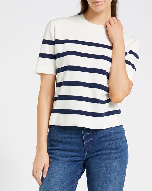 Short Sleeve Crew Neck Knit Jumper