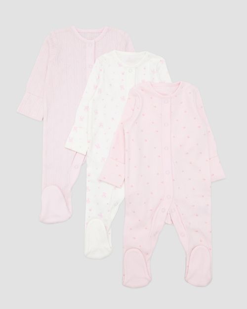 Baby Cotton Sleepsuits - Pack Of 3 (Newborn-23 Months)