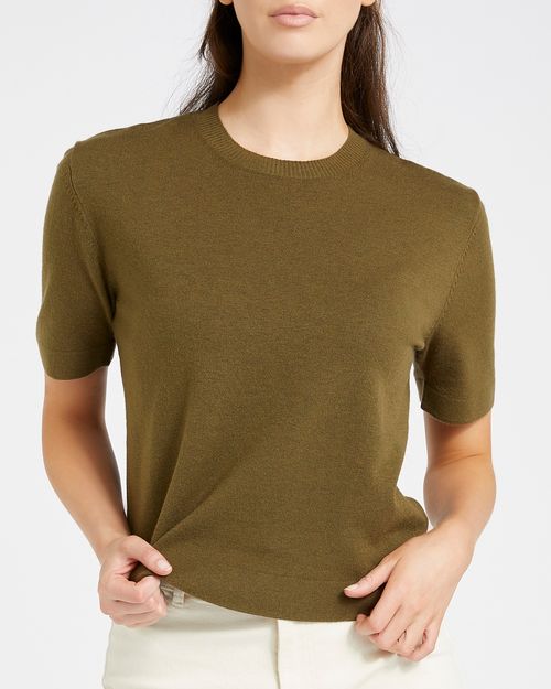 Short Sleeve Crew Neck Knit