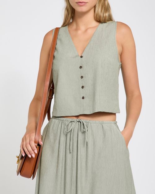 Crinkle Textured Waistcoat