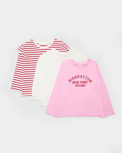 Long Sleeve Top - Pack Of 3 (6 Months-5 Years)