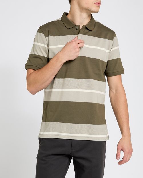 Yarn Dye Stripe Popcorn Polo