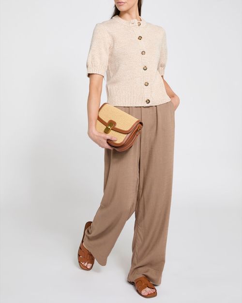 Short-Sleeved Button Cardigan
