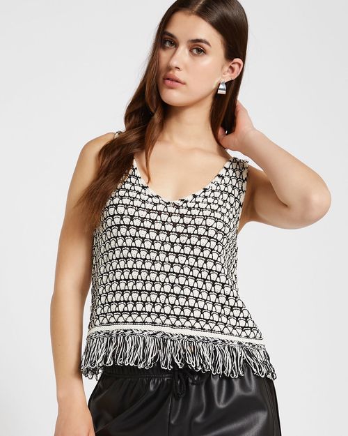 Savida Arti Fringe Knit Scallop Top
