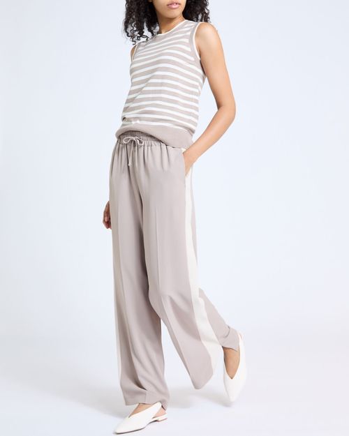 Colour Block Wide Leg Trousers