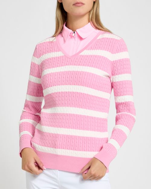Pádraig Harrington Golf Pink Cable Knit Jumper