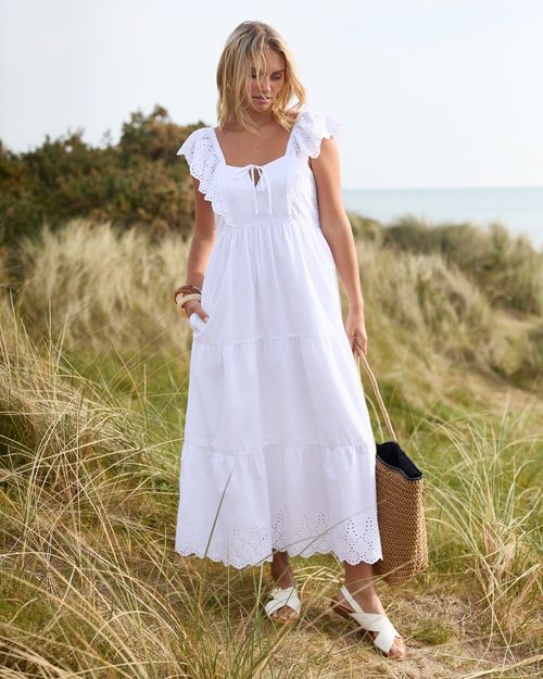 Embroidered Cotton Poplin Midi Dress