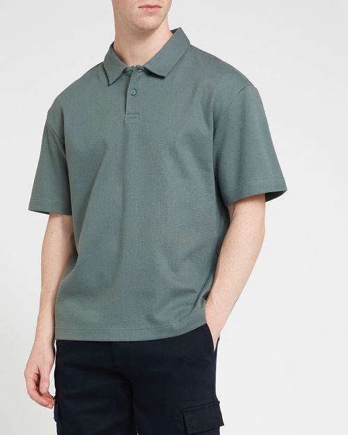Camp Collar Texture Polo Top
