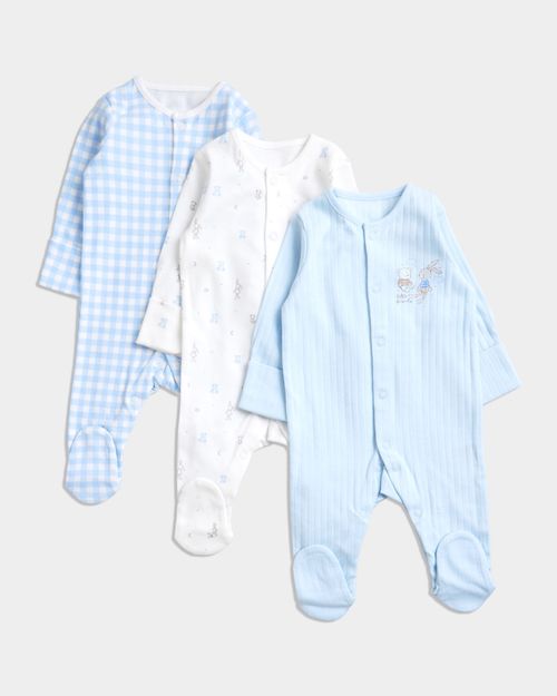 Pure Cotton Sleepsuits - Pack Of 3 (Newborn-23 Months)