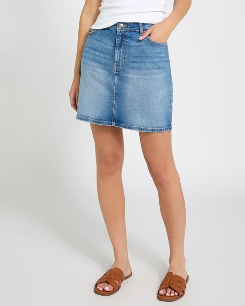 High Waisted Denim Mini Skirt