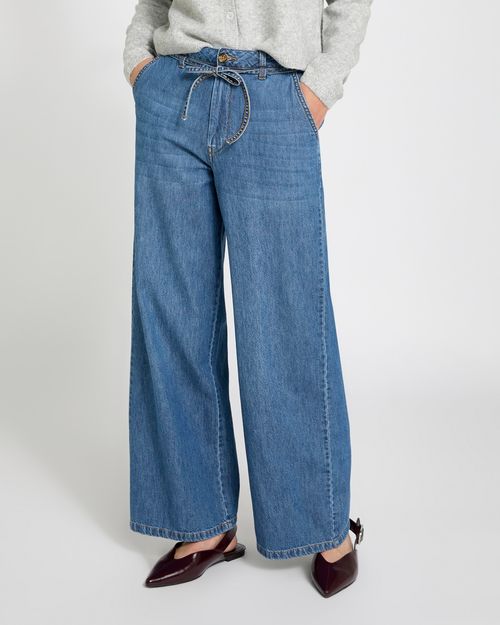 Tie Front Soft Wide Leg Jeans