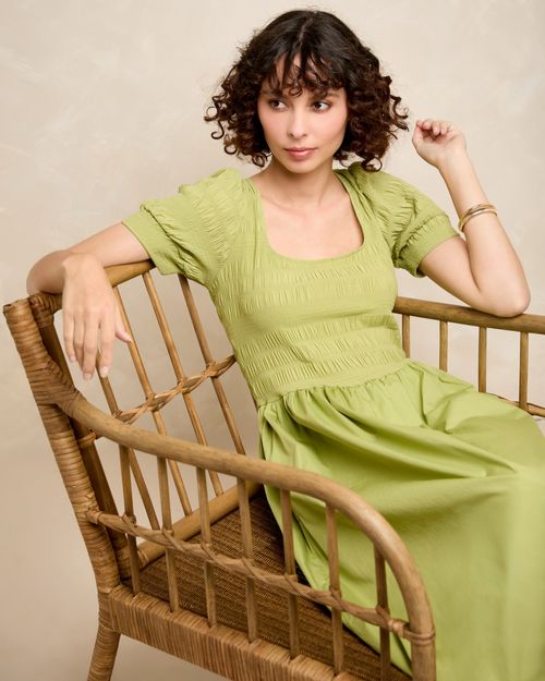 Gallery Shirred Midi Dress
