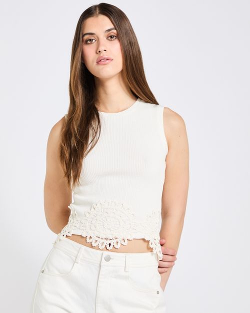 Savida Crochet Trim Top