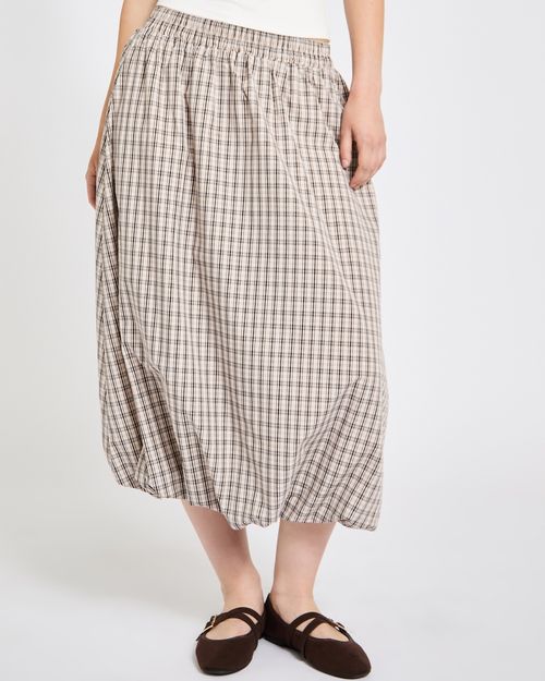 Savida Check Bubble Hem Midi Skirt