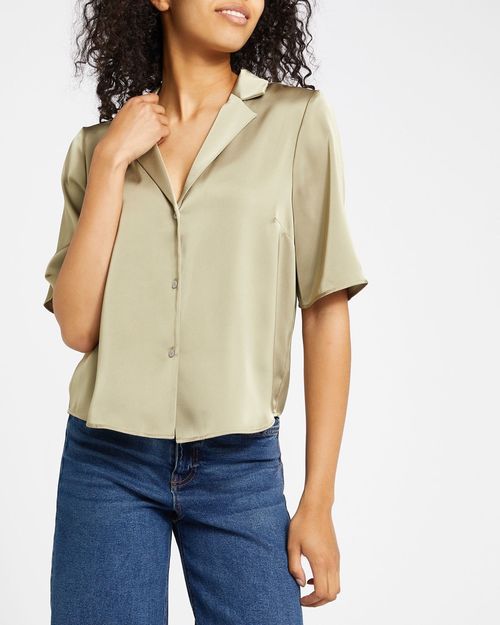 Short Sleeve Satin Shirt
