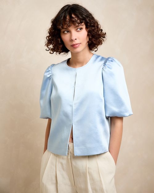 Gallery Satin Short Balloon Sleeve Jacket