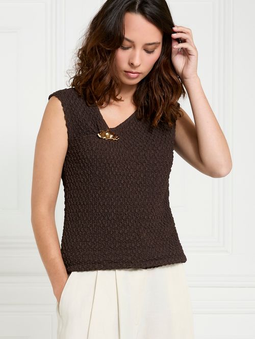 Gallery Texture Gold Buckle Top