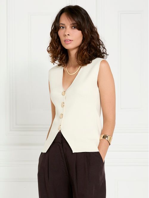 Gallery Knitted Gold Button Waistcoat