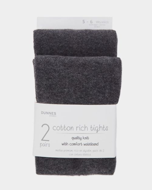 Premium Cotton-Rich Tights - Pack Of 2 (3-14 Years)