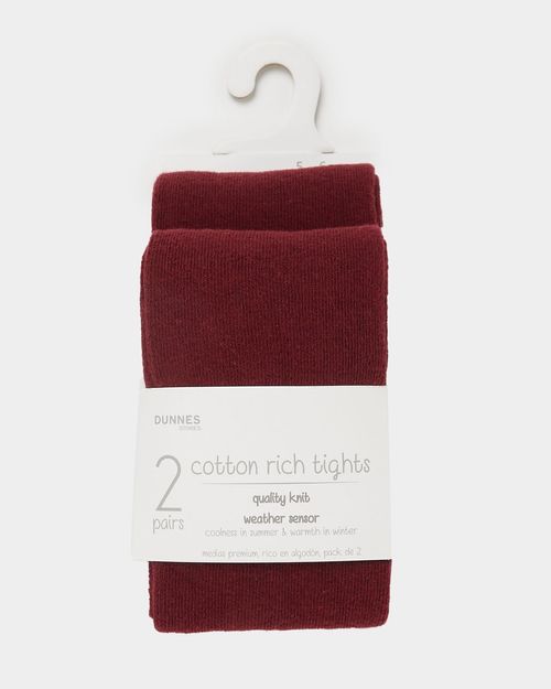 Premium Cotton-Rich Tights - Pack Of 2 (3-14 Years)