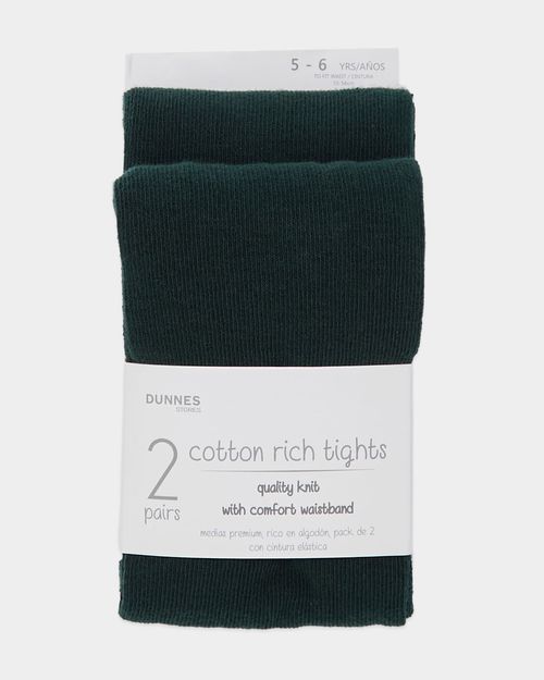 Premium Cotton-Rich Tights - Pack Of 2 - (3-14 Years)