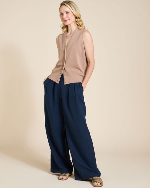 Paul Costelloe Living Studio Taupe Sleeveless Cardigan