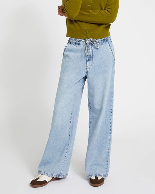 Tie Front Soft Wide Leg Jeans