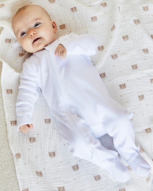 White Two-Way-Zip Sleepsuit - Pack Of 3 (Newborn-23 Months)