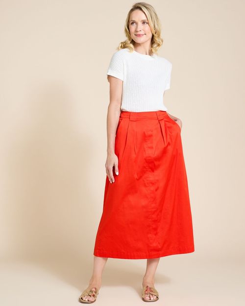 Paul Costelloe Living Studio Red Poplin Cotton Skirt