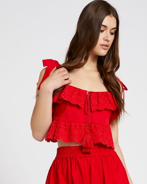 Savida Arti Frill Embroidered Co-Ord Top