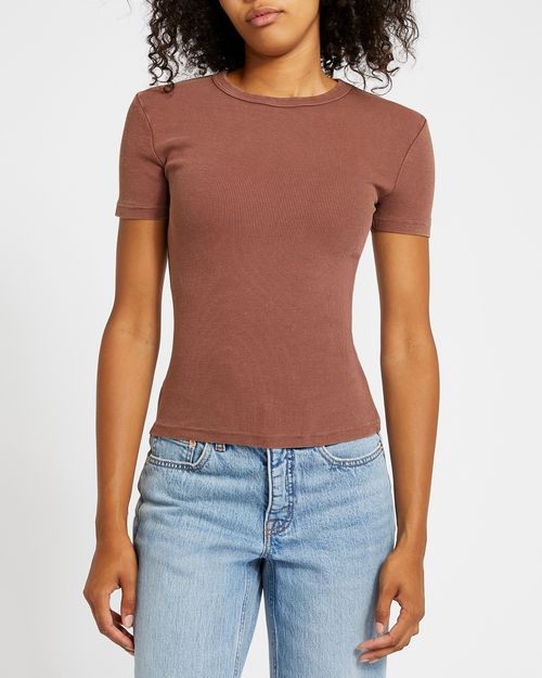 Short Sleeve Ribbed Crew Neck T-Shirt