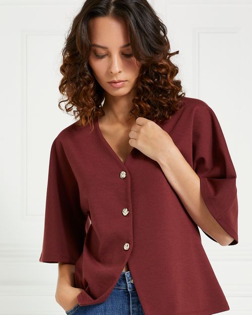 Gallery V-Neck Button Top