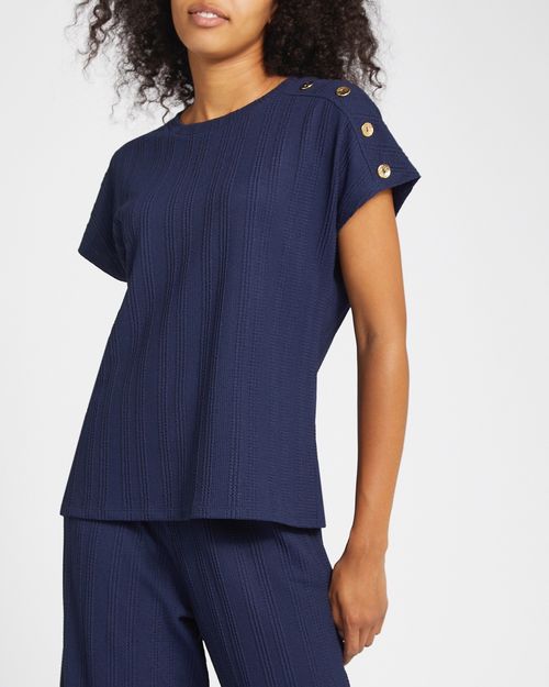 Short Sleeve Button Detail Jersey Co-Ord Top