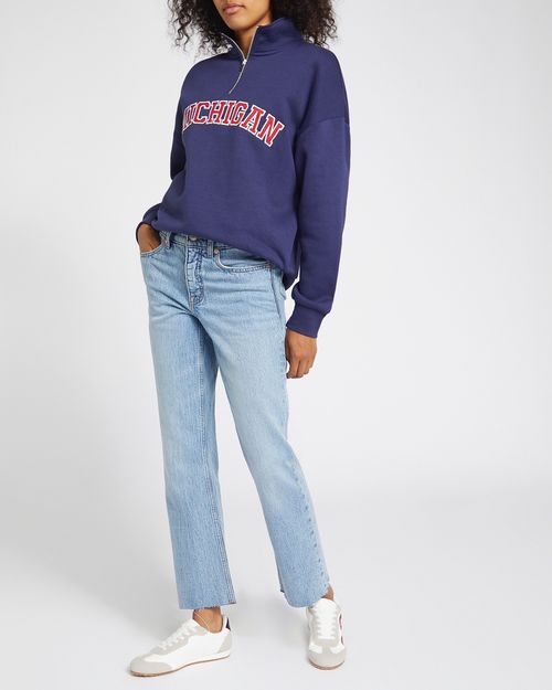 Mid-Rise Ankle Straight Leg Jeans