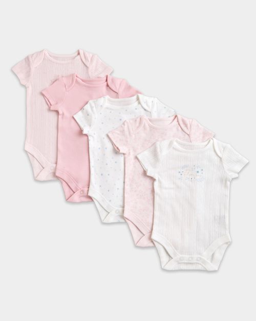Cotton Short-Sleeved Bodysuits - Pack Of 5 (Newborn-3 Years)