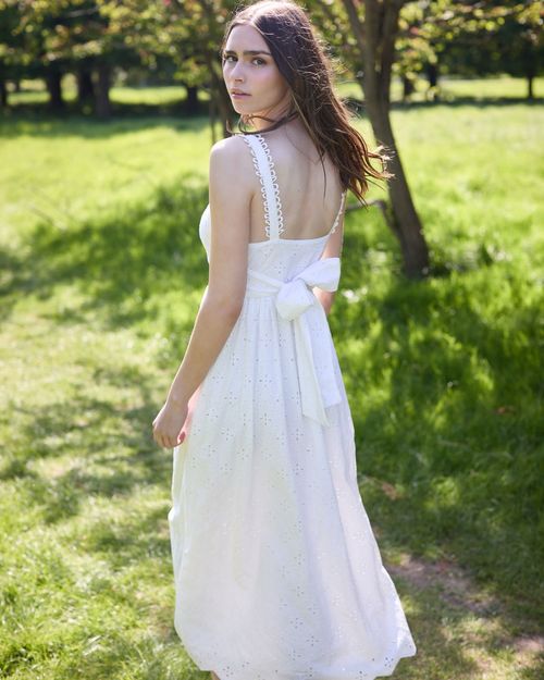 Savida Arti Broiderie White Midi Dress