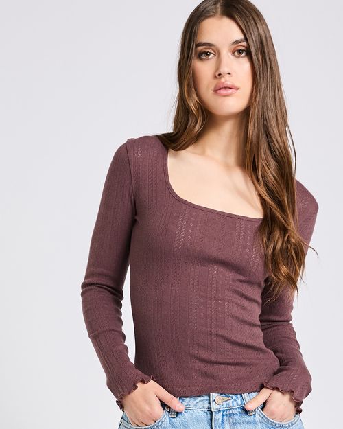 Savida Pointelle Scoop Neck Top