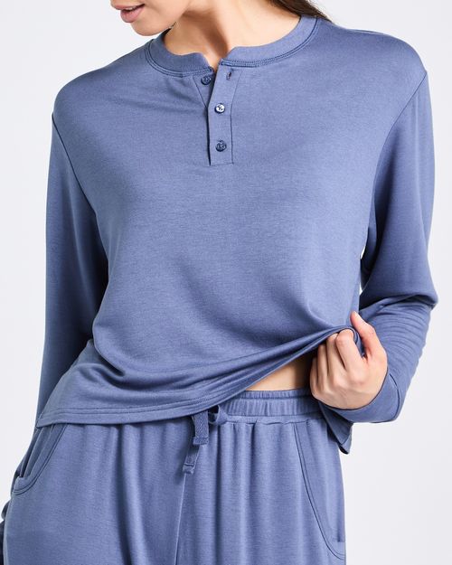 Soft Button Crew Neck Top