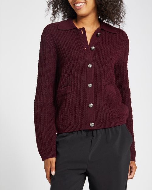 Textured Collared Cardigan