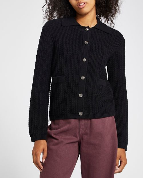 Textured Collared Cardigan