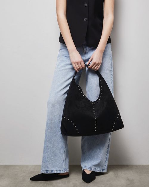 Faux Suede Stud Tote Bag