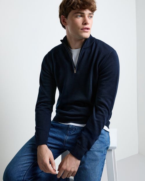 Cotton Quarter Zip Jumper