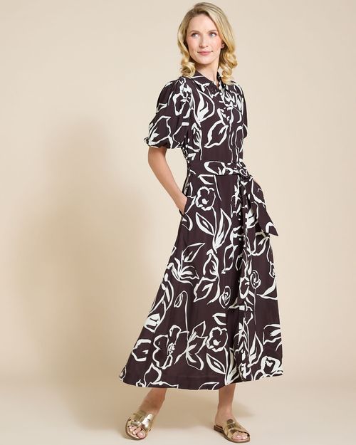 Paul Costelloe Living Studio Puff Sleeve Midi Dress