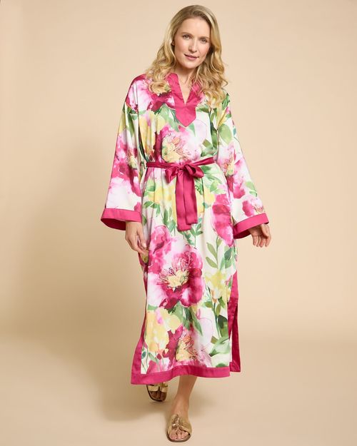 Paul Costelloe Living Studio Pink And Yellow Floral Kaftan Dress