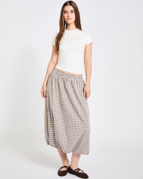Savida Check Bubble Hem Midi Skirt